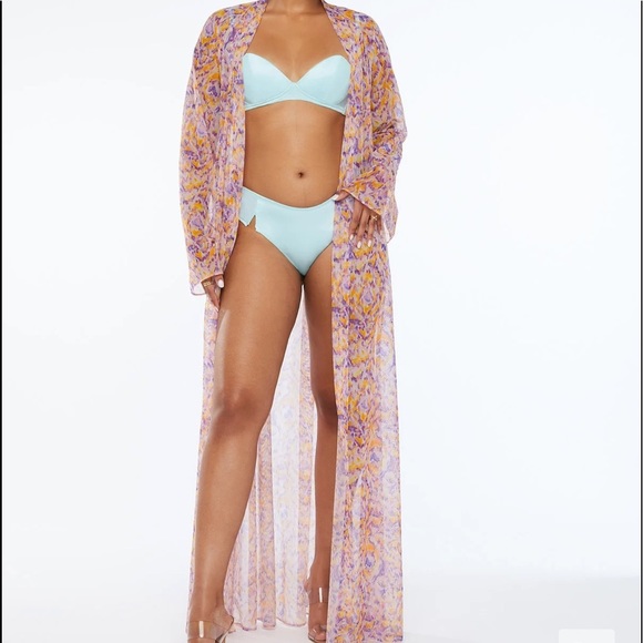 Savage X Fenty Multicolor Cyber Cat Print Cyber Cat Long Robe - Picture 1 of 13